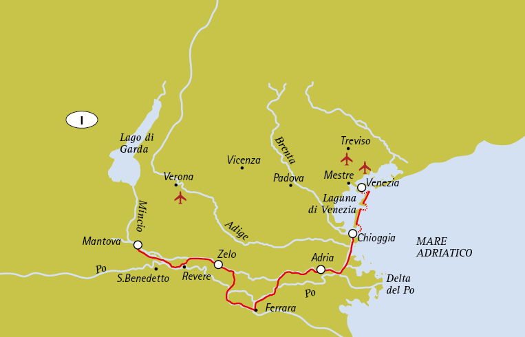 Mappa From Venice to Mantua